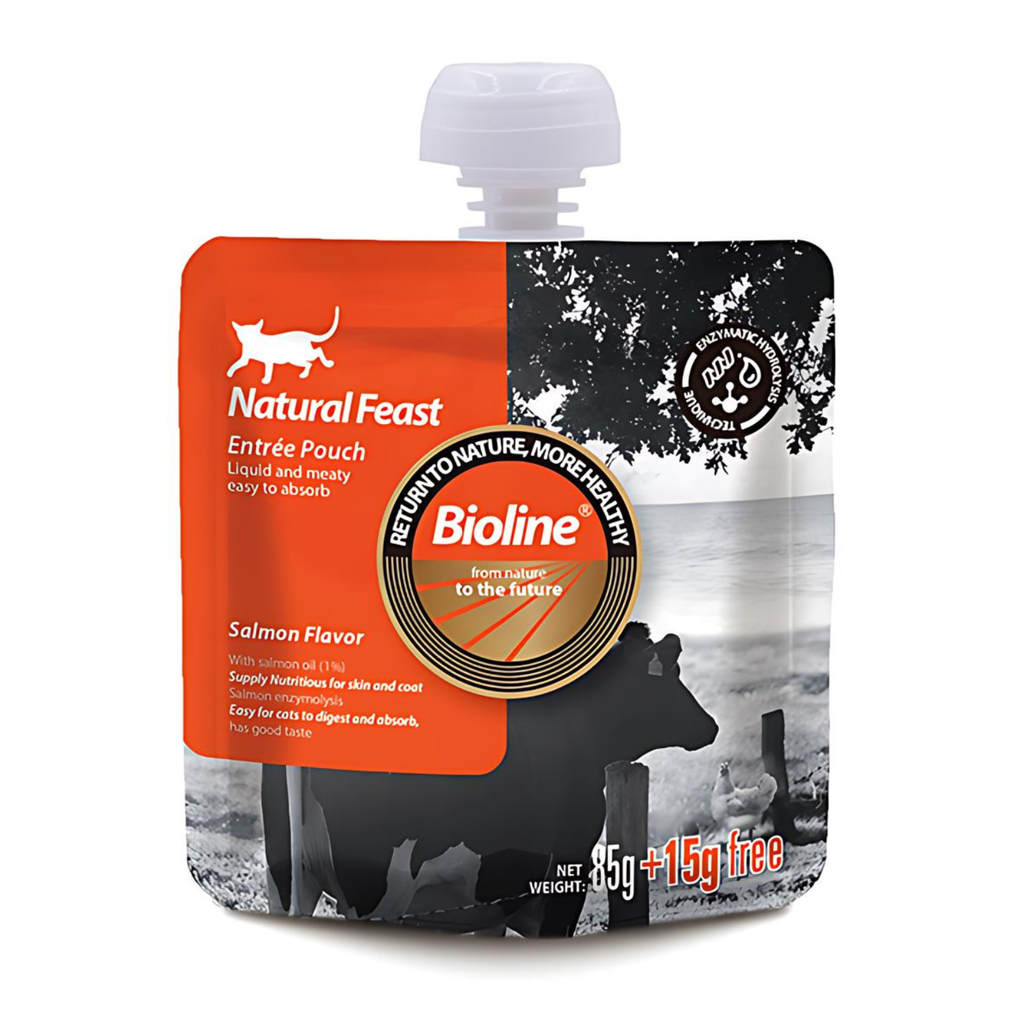 Bioline Natural Feast Entree Pouch Salmon Flavor 85g+15g (Min Order : 6pcs)