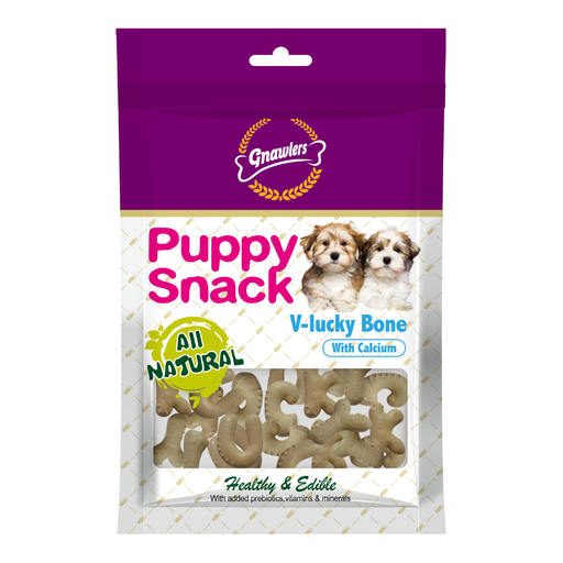 Gnawlers V-Lucky Bone Puppy Snack-Calcium 270g