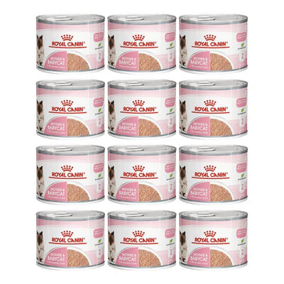 Royal Canin Mother & Babycat Mousse - Young & Adult Wet Cat Food 195g - Pack of 12