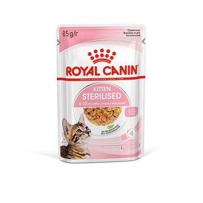 Royal Canin Kitten Sterilised Jelly Wet Cat Food Pouches 12x85g