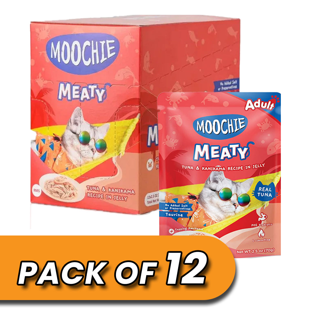Moochie Cat Food Tuna & Kanikama Recipe in Jelly Pouch 70g Pack of 12