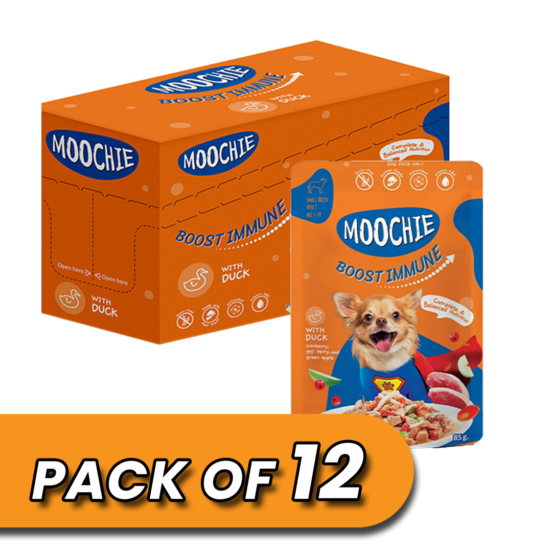 Moochie Dog Food Casserole with Duck - Boost Immune Pouch 85g Pack of 12