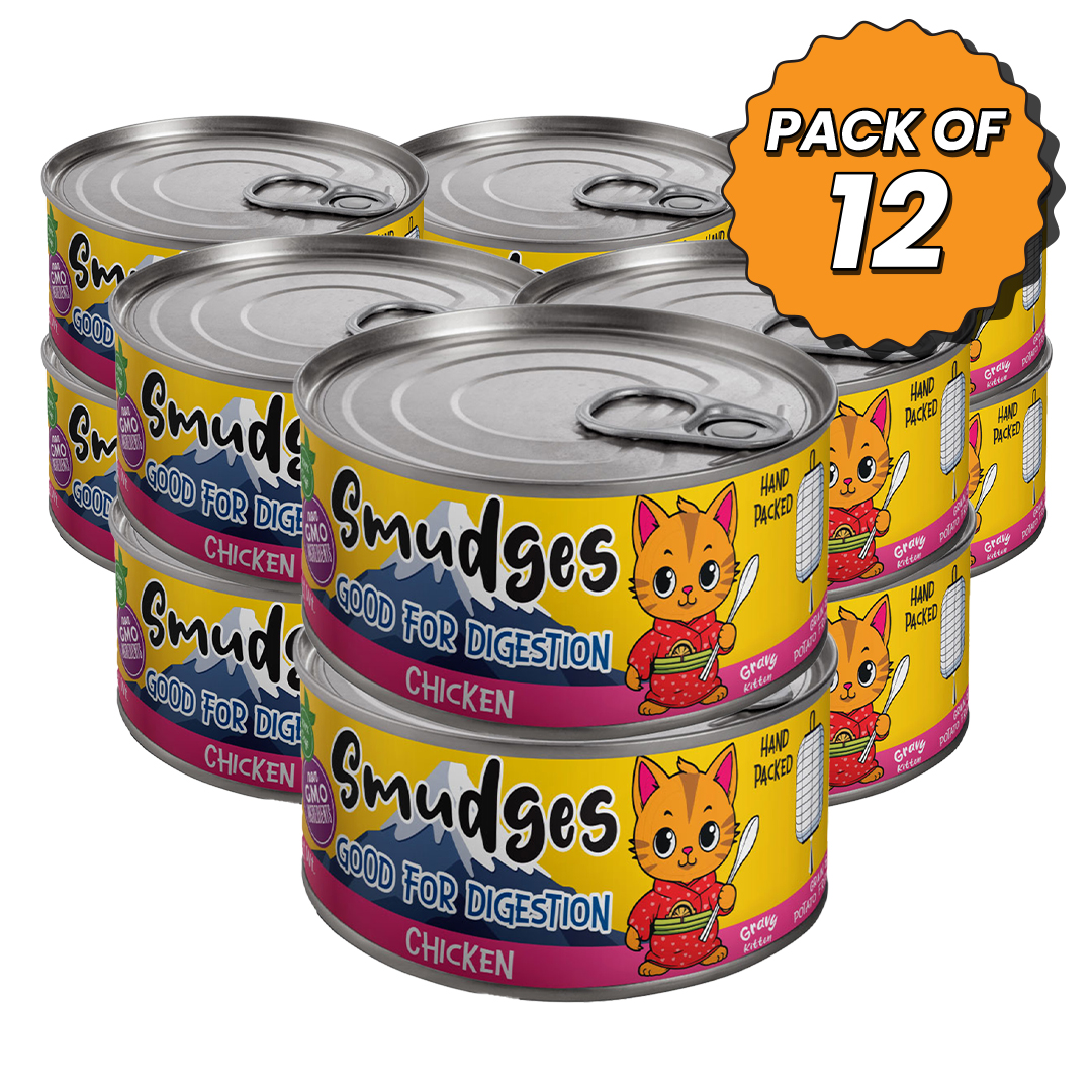 دجاج سمادجز كيتن مفتت في مرق اللحم، 60 غرام، عبوة من 12 قطعة