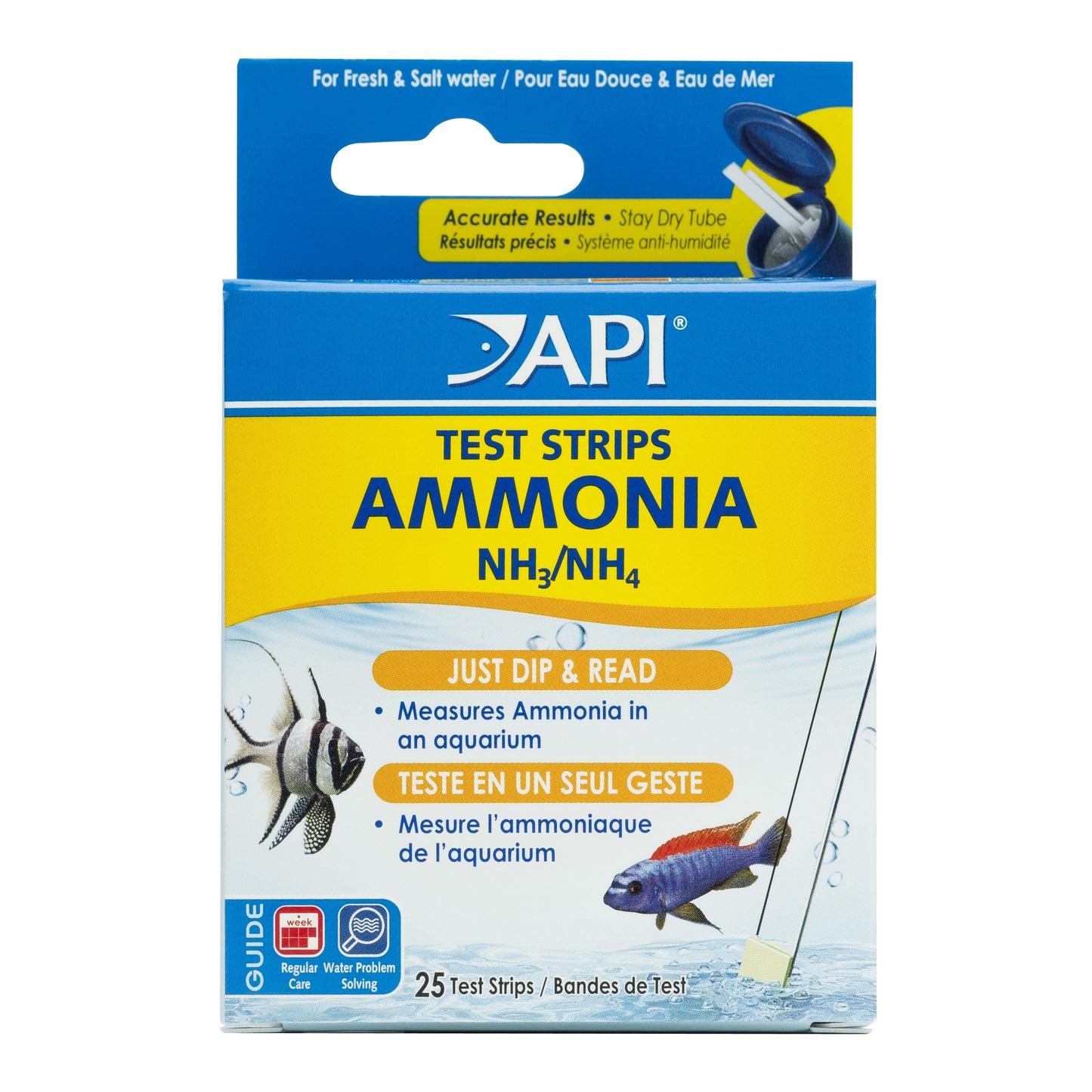 شرائط اختبار الأمونيا NH3/NH4 من API، 25 شريطًا