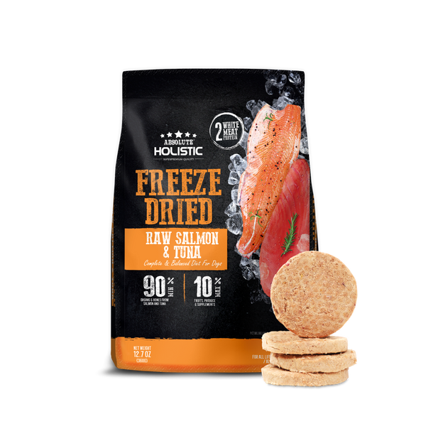 Absolute Holistic Freeze Dried Raw Salmon & Tuna Patty Dry Dog Food - 360G