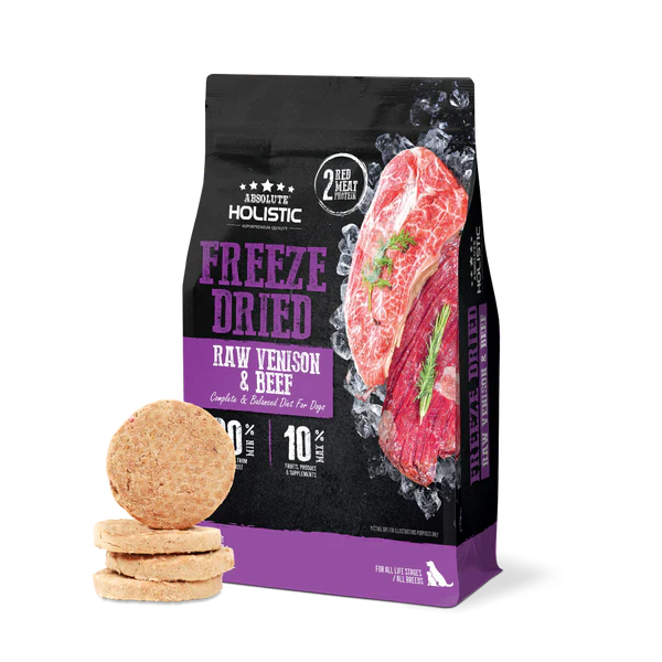 Absolute Holistic Freeze Dried Raw Venison & Beef Patty Dry Dog Food - 360G