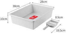 Cat Litter Tray with Scoop - White - M Size 38 x 28 x 10 cm