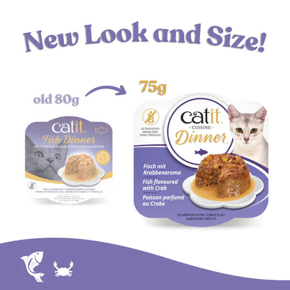 Catit Fish Dinner, Crab Flavour & Pumpkin 75 g, 6 pcs/box