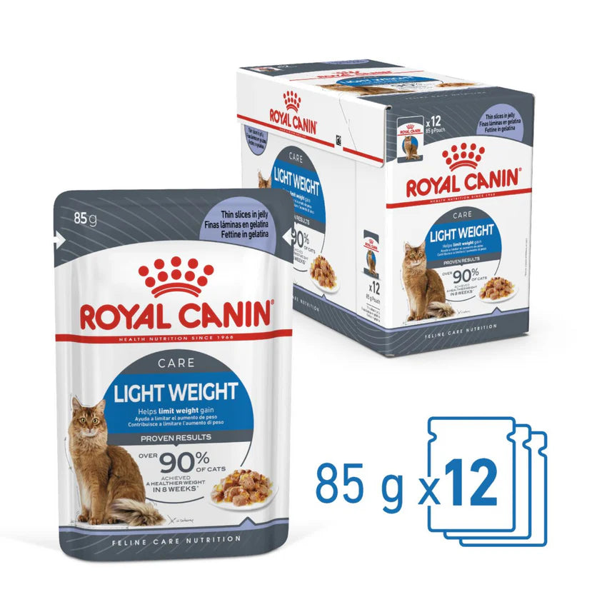 Royal Canin Light Weight Care Jelly Wet Cat Food for Adult Cats 85g x12 Pouches