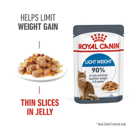 Royal Canin Light Weight Care Jelly Wet Cat Food for Adult Cats 85g x12 Pouches