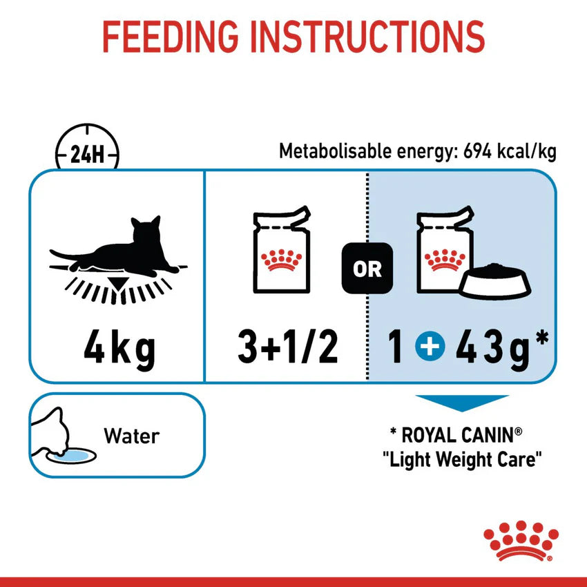 Royal Canin Light Weight Care Jelly Wet Cat Food for Adult Cats 85g x12 Pouches