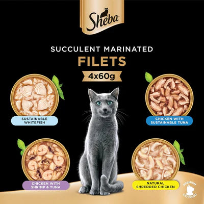 Sheba Filets Variety Pack Wet Cat Food 4x60G