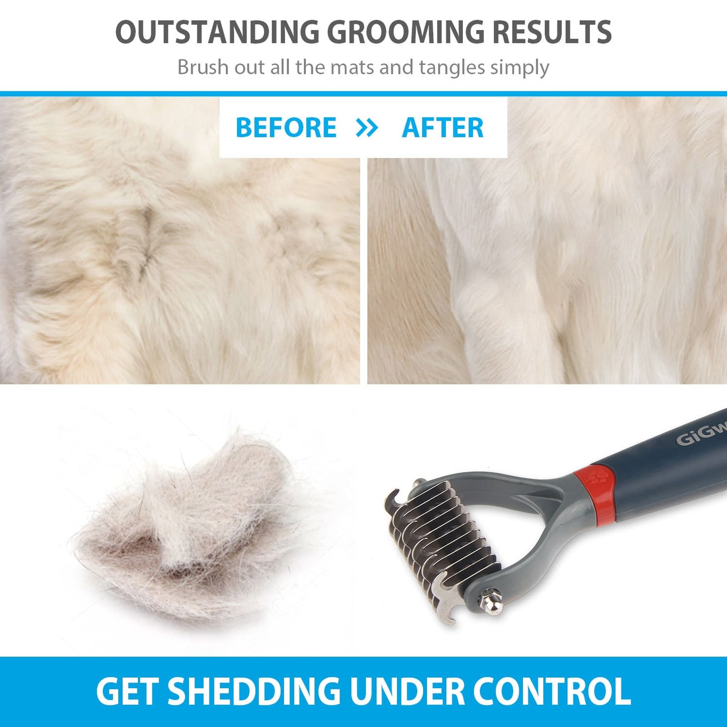 Dual Head Dematting Comb 11 Teeth for Dogs & Cats