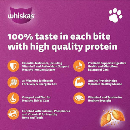Whiskas Adult Chicken & Salmon Dry Cat Food 1.1KG