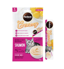 Fedem Cat Creamy Treats – Salmon Flavour with Egg Yolk 60gx5 pcs