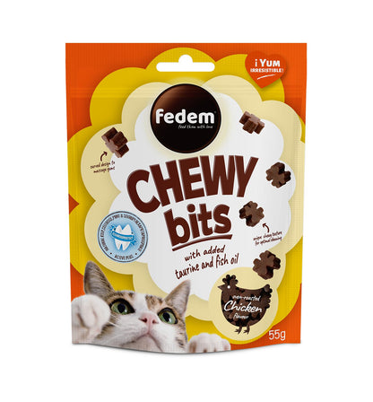 Fedem Chewy Bits for Cats – Oven Roasted Chicken Flavour 55g