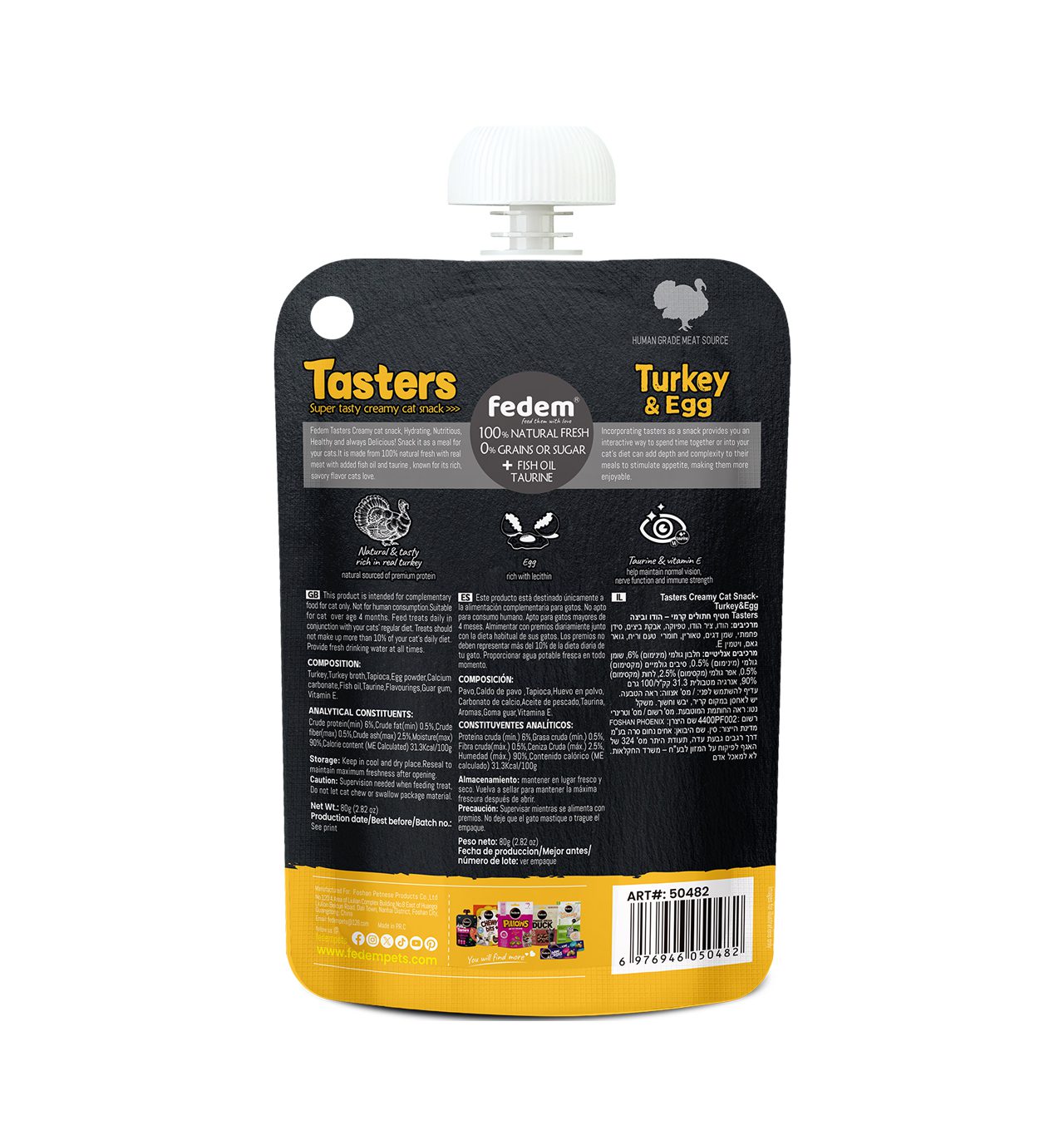 Fedem Tasters Creamy Cat Snack – Turkey & Egg 80g