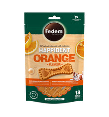 Fedem Happident Petite Dog Treats – Orange Flavour 144g (18 pcs)