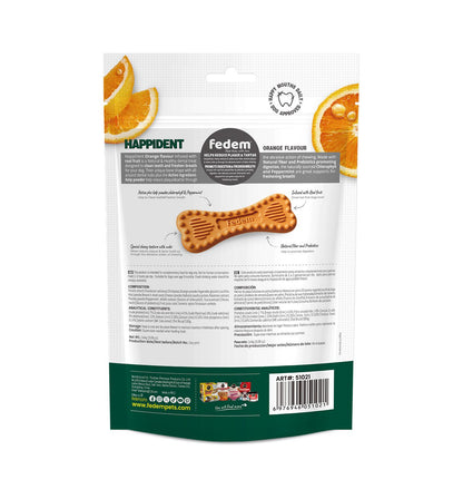 Fedem Happident Petite Dog Treats – Orange Flavour 144g (18 pcs)