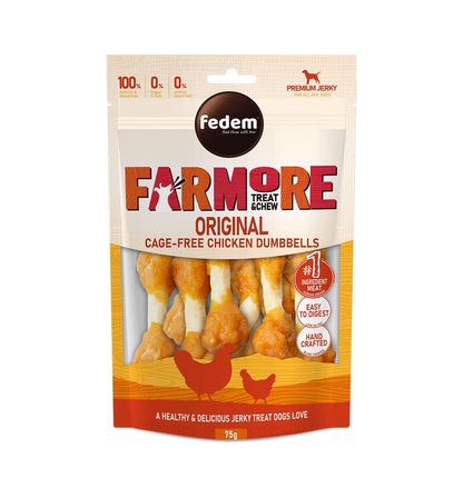 Fedem Farmore Jerky for Dogs – Original Cage-Free Chicken Dumbbells 75g