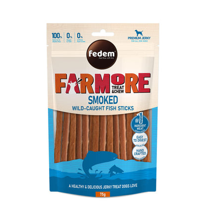 Fedem Farmore Jerky for Dogs – Smoked Wild-Caught Fish Sticks 75g