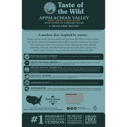 Taste of the Wild Appalachian Valley Canine with Venison & Garbanzo Beans Dry Dog Food