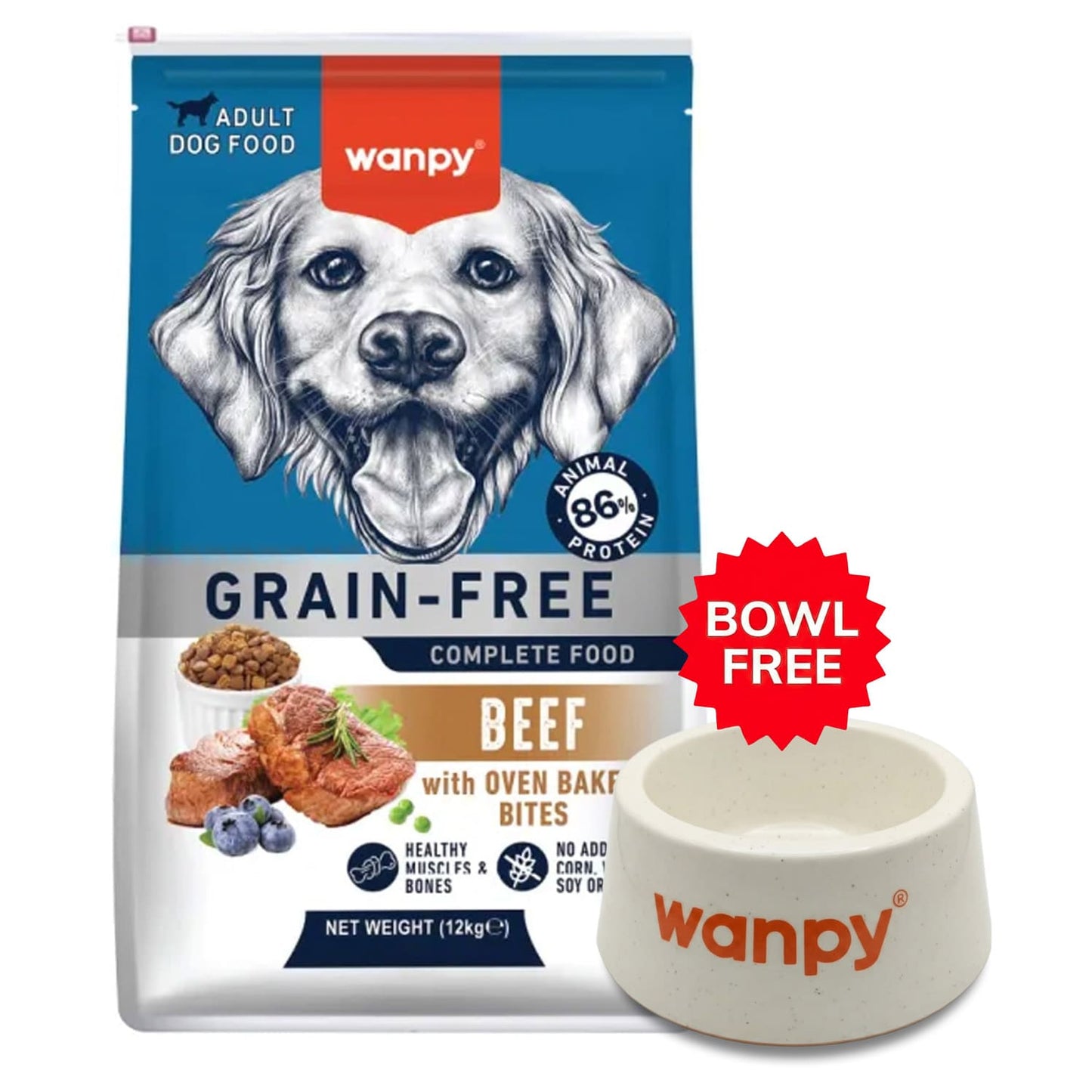 Wanpy Grain Free Complete Food For Adult Dog Beef Recipe 1.5Kg
