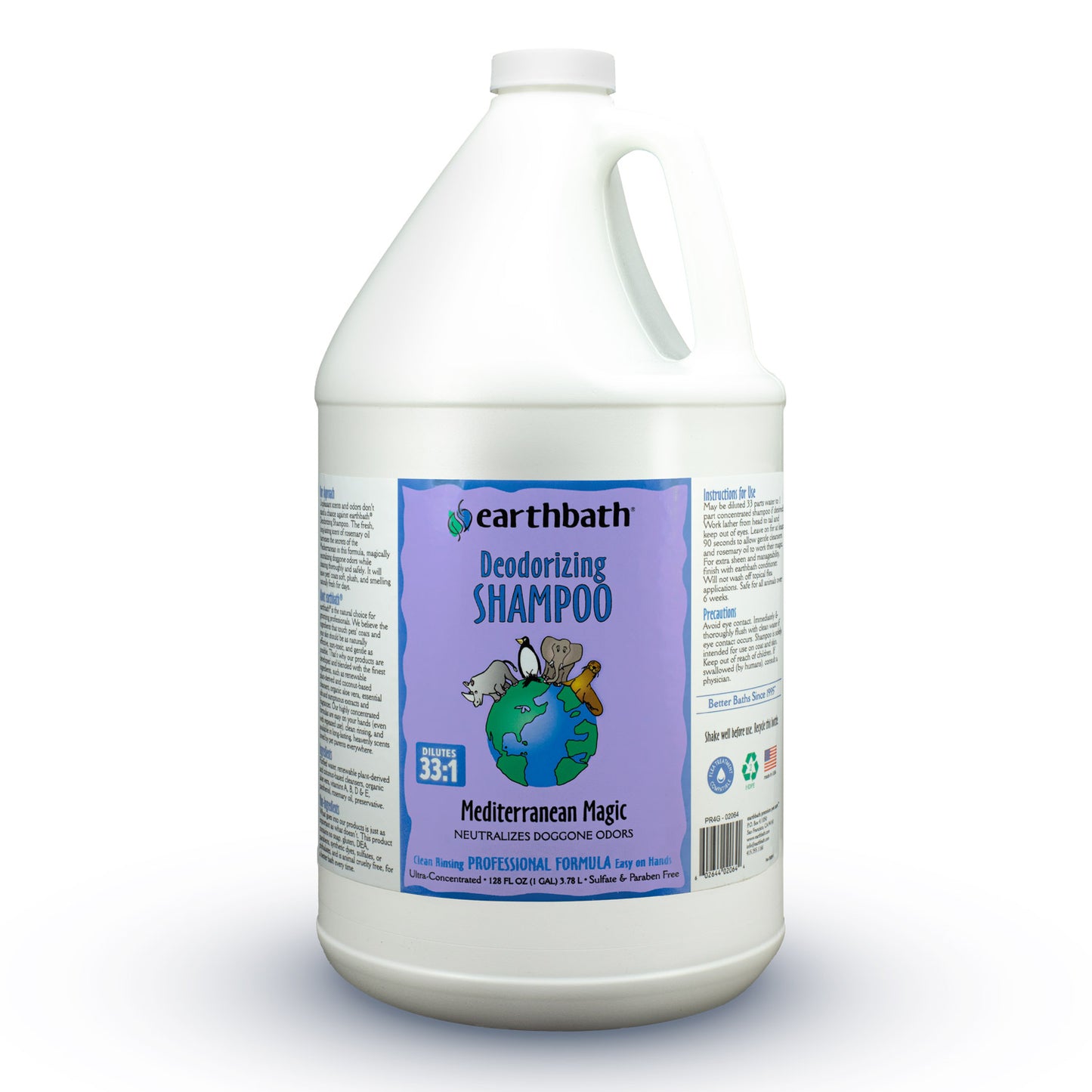 earthbath® Deodorizing Shampoo - Mediterranean Magic, Made in USA, 128 oz (1 Gallon )