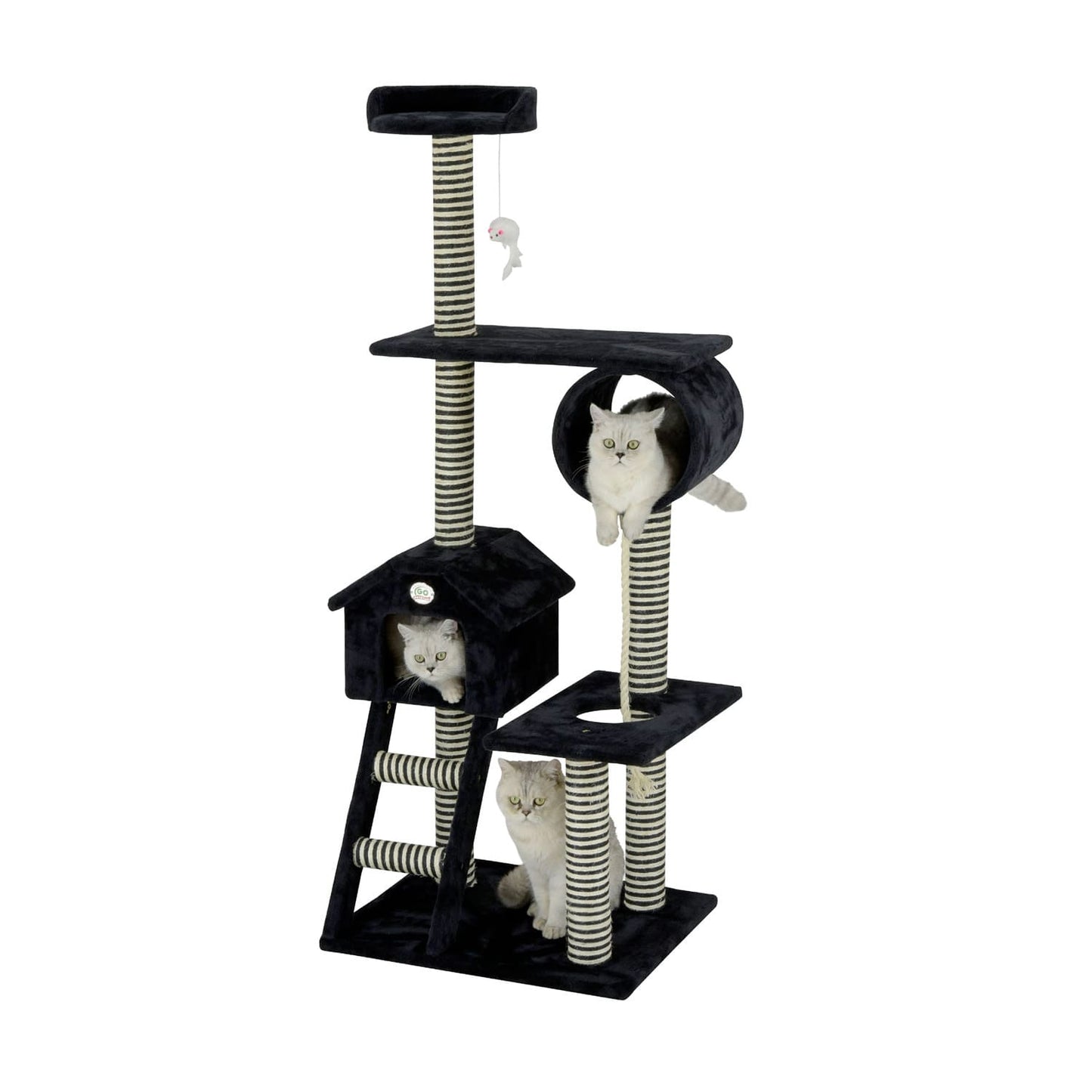هل تبحث عن منزل قطط أسود من Go Pet Club 60؟ مع أعمدة مغطاة بسيزال
 الأبعاد الكلية: 19.25 بوصة طول × 26 بوصة عرض × 60 بوصة ارتفاع