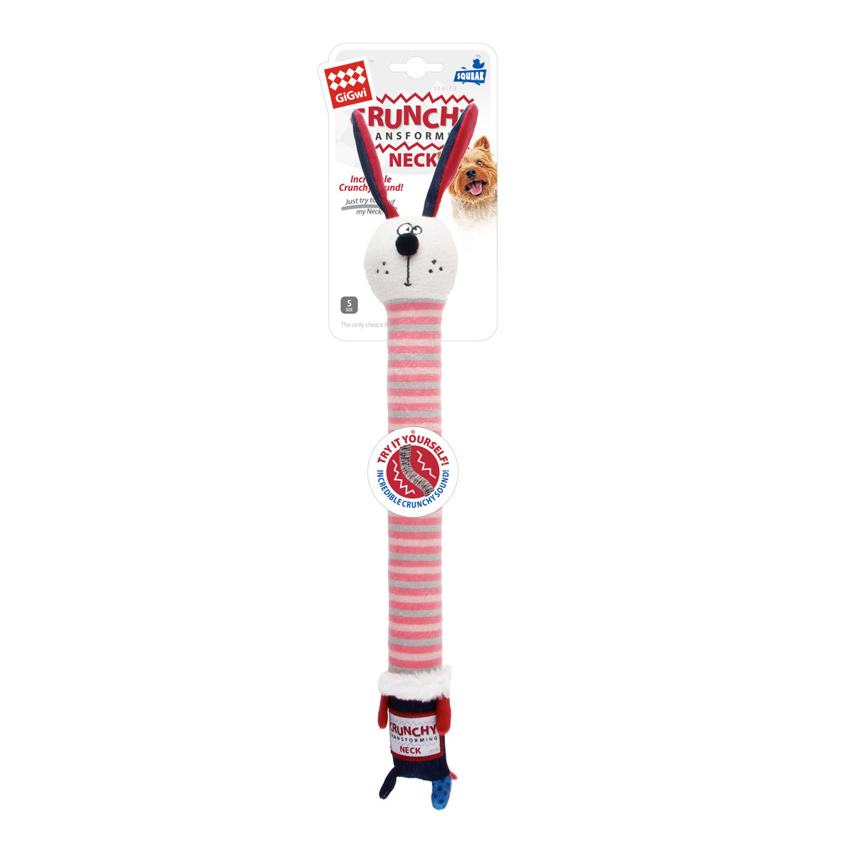 GiGwi Crunchy Neck 'Plush Friendz' Rabbit with Bone &amp; Squeaker - Small