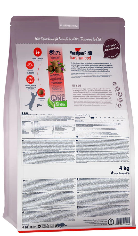 Happy Cat Sterilised Bavarian Beef 10 KG