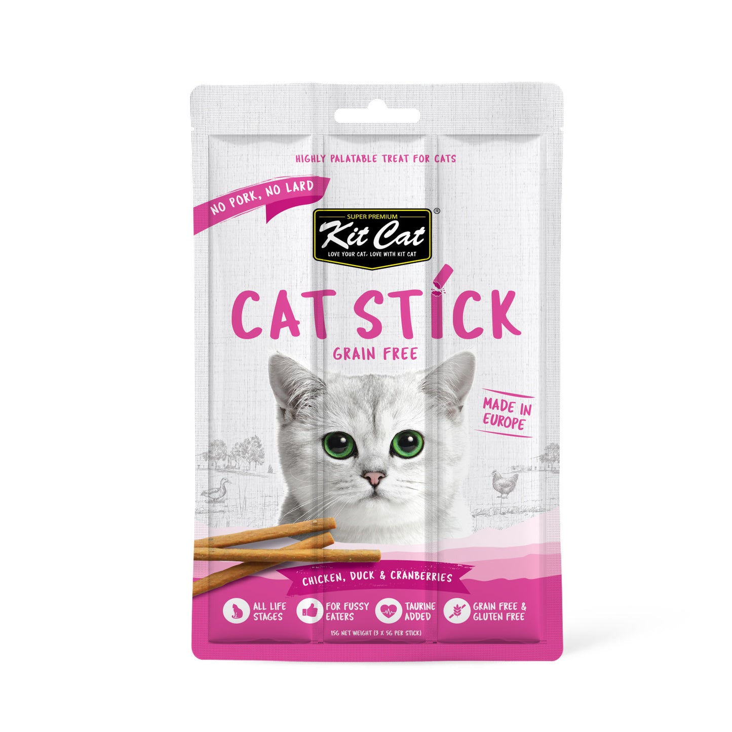 Kit Cat Grain Free Cat Stick Chicken Duck &amp; Cranberries 15g