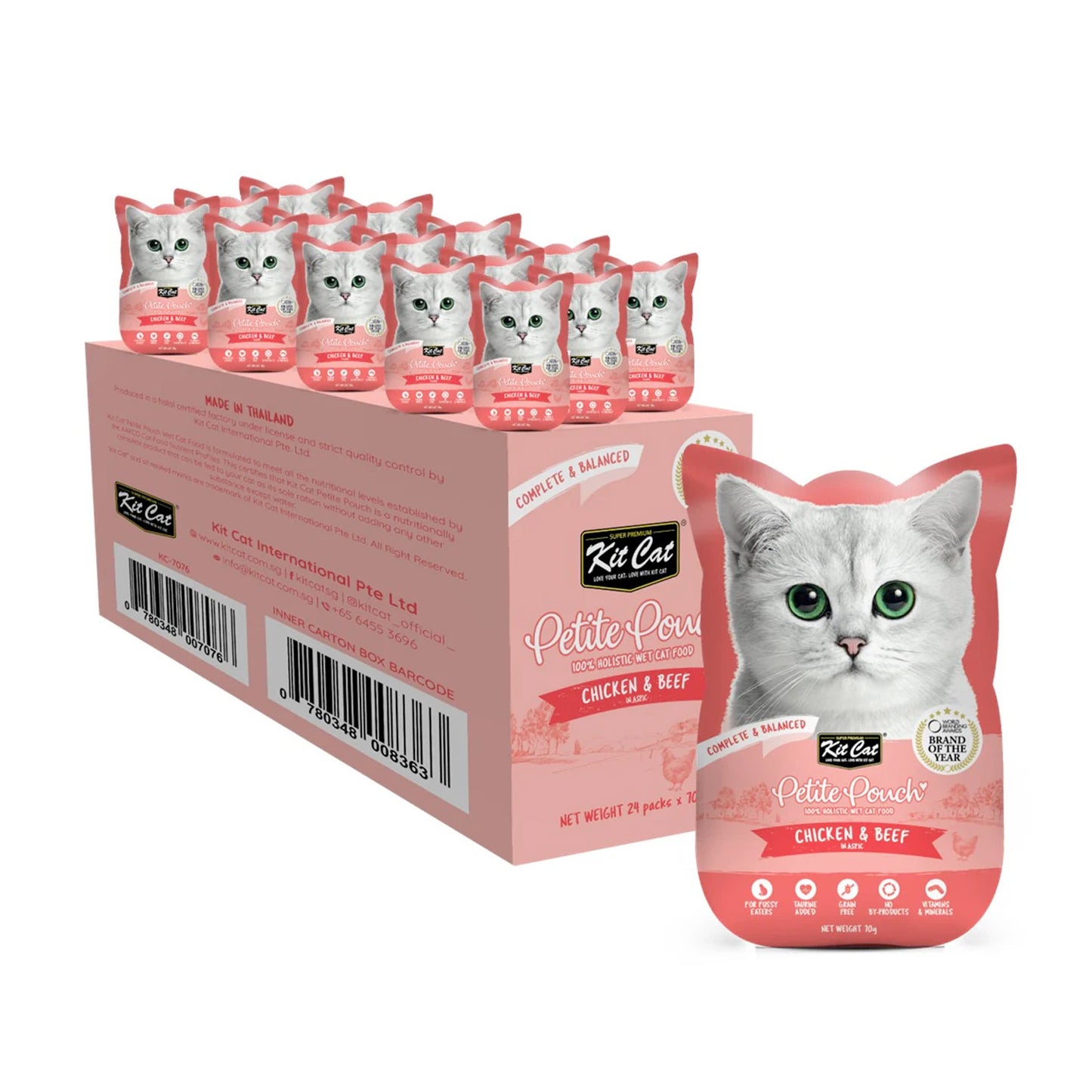 Kit Cat Petite Pouch 6x70g - Chicken & Beef
