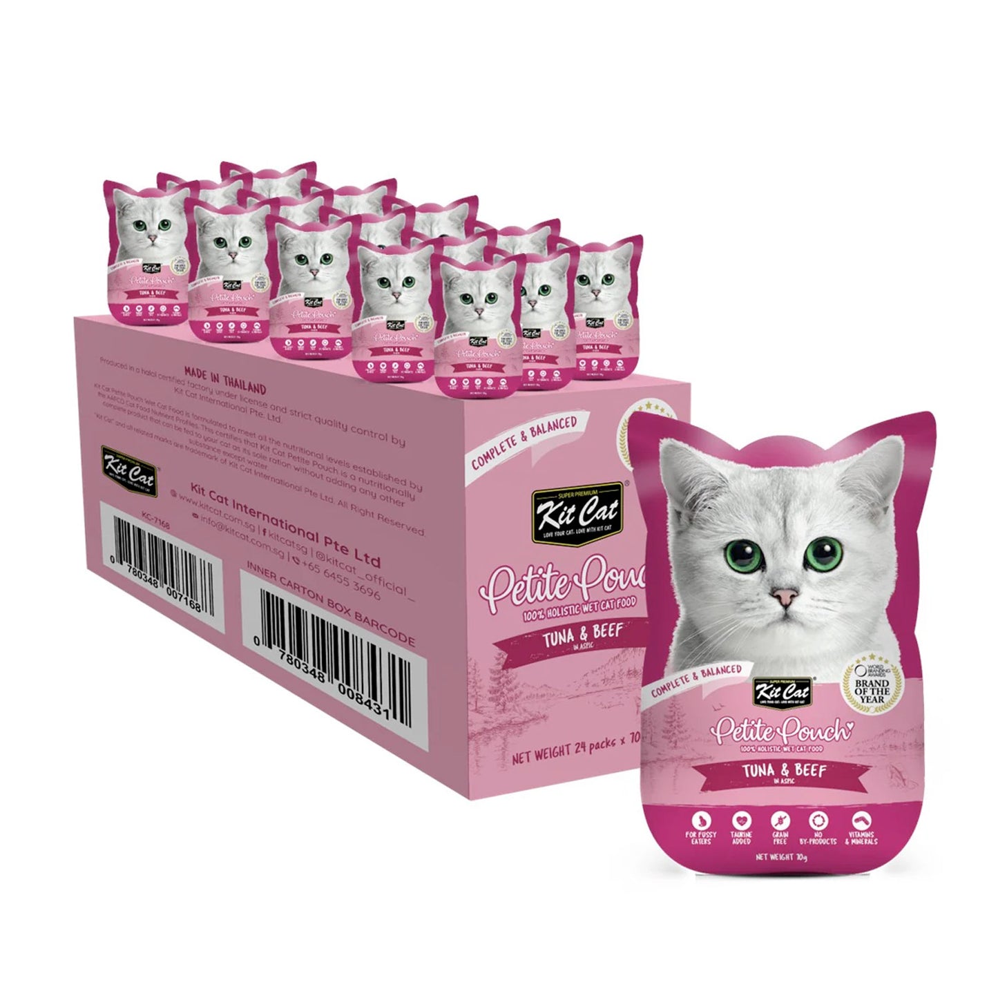 Kit Cat Petite Pouch 6x70g - Tuna & Beef