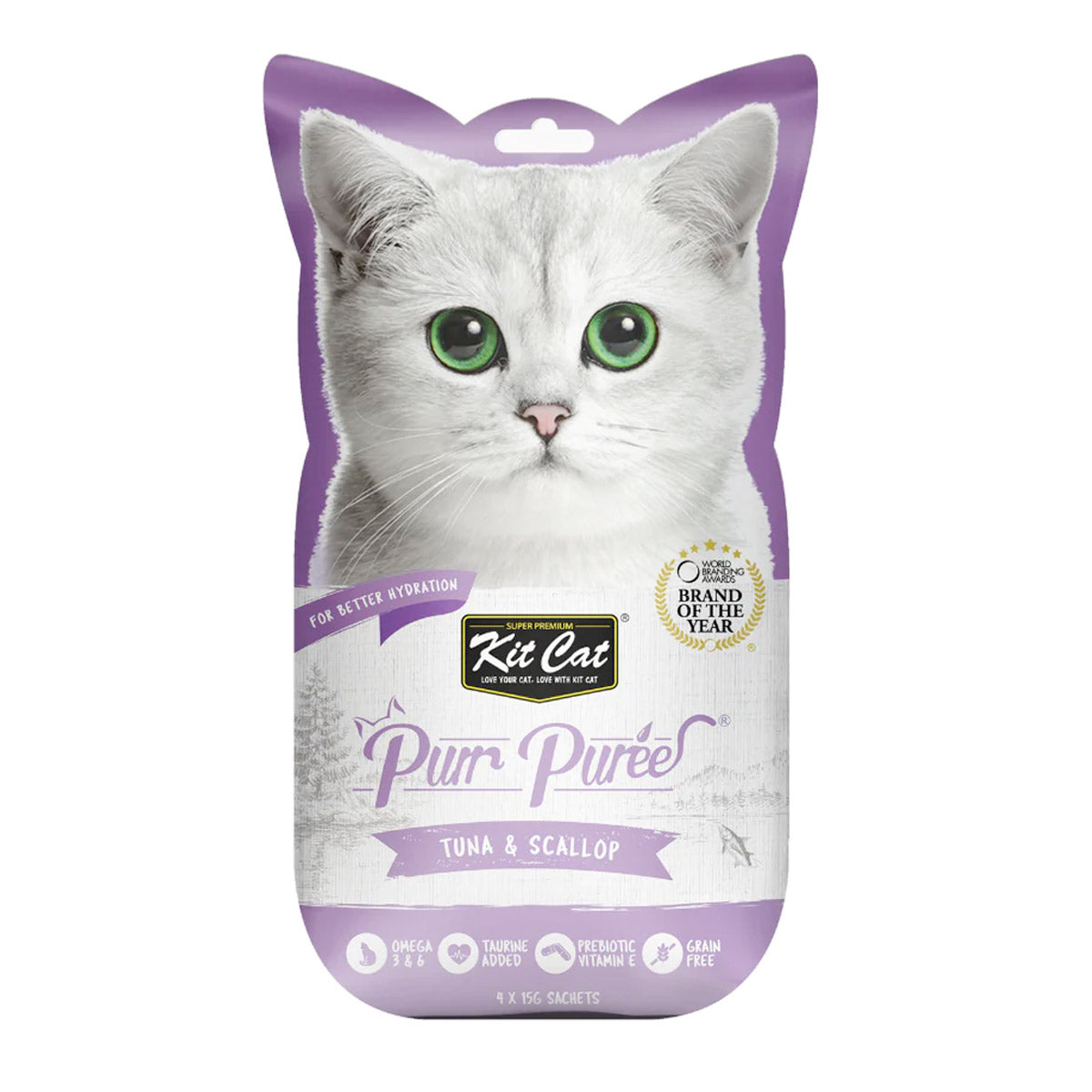 Kit Cat Purr Puree Tuna & Scallop 4x15g Sachets
