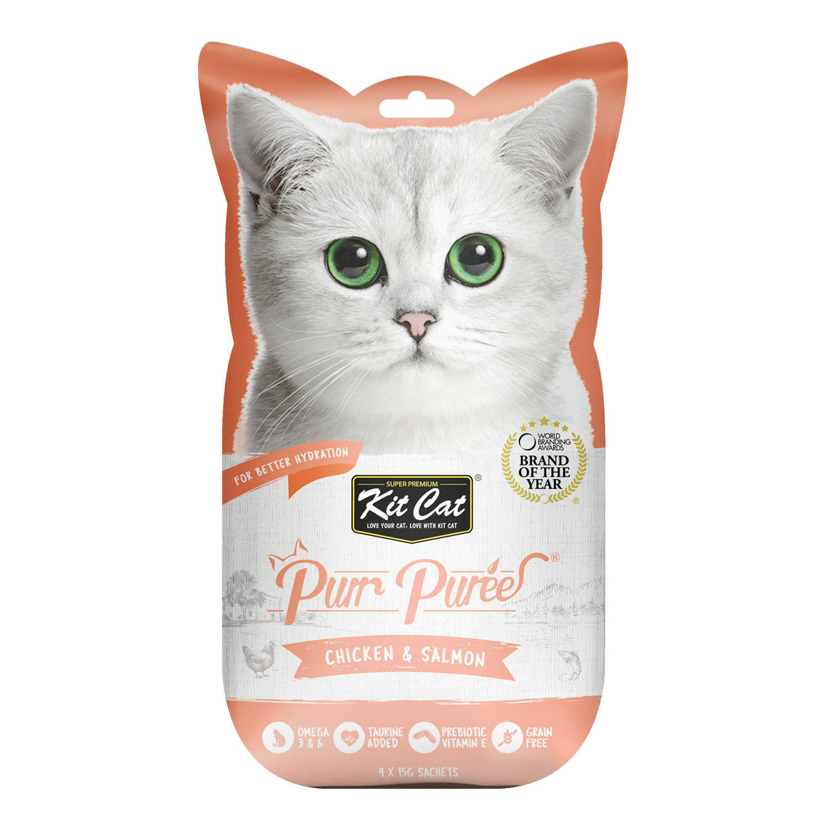 Kit Cat Purr Puree Chicken & Salmon 4x15g Sachets