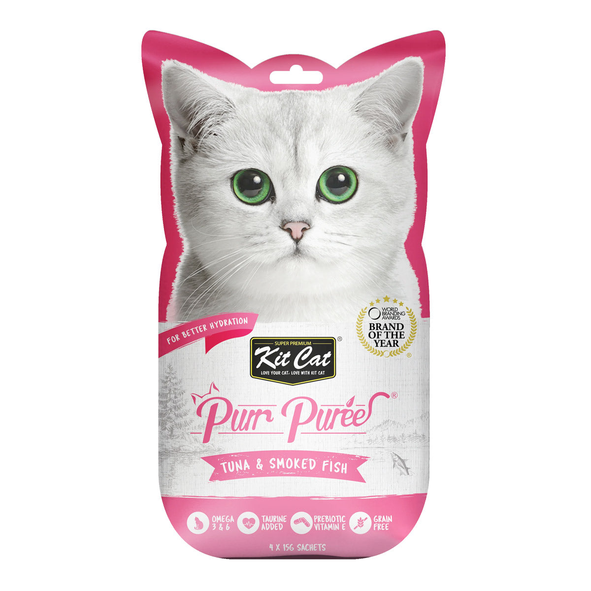 Kit Cat Purr Puree Tuna & Smoked Fish 4x15g Sachets