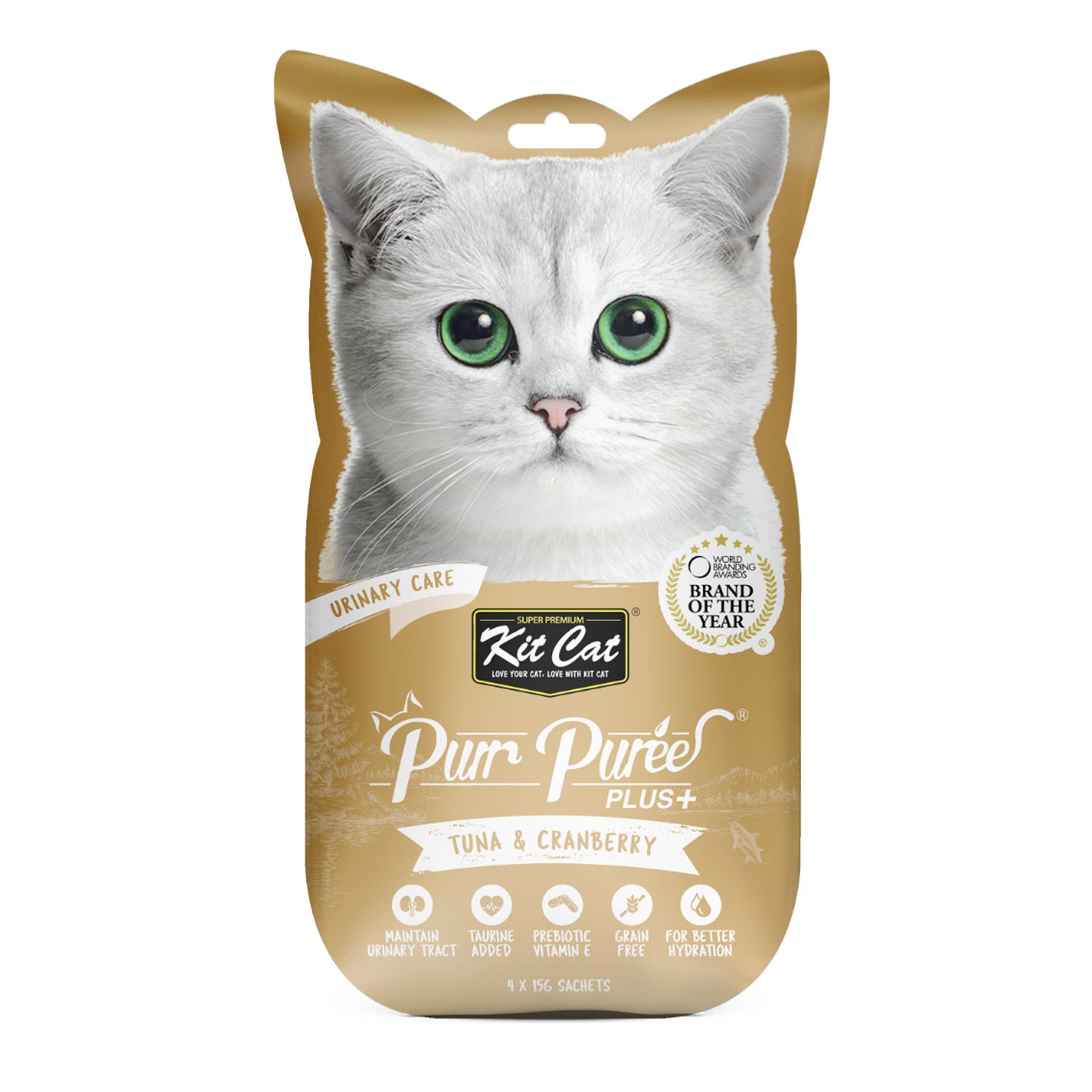 Kit Cat Purr Puree Plus+ Tuna & Cranberry (Urinary Care)4x15g Sachets