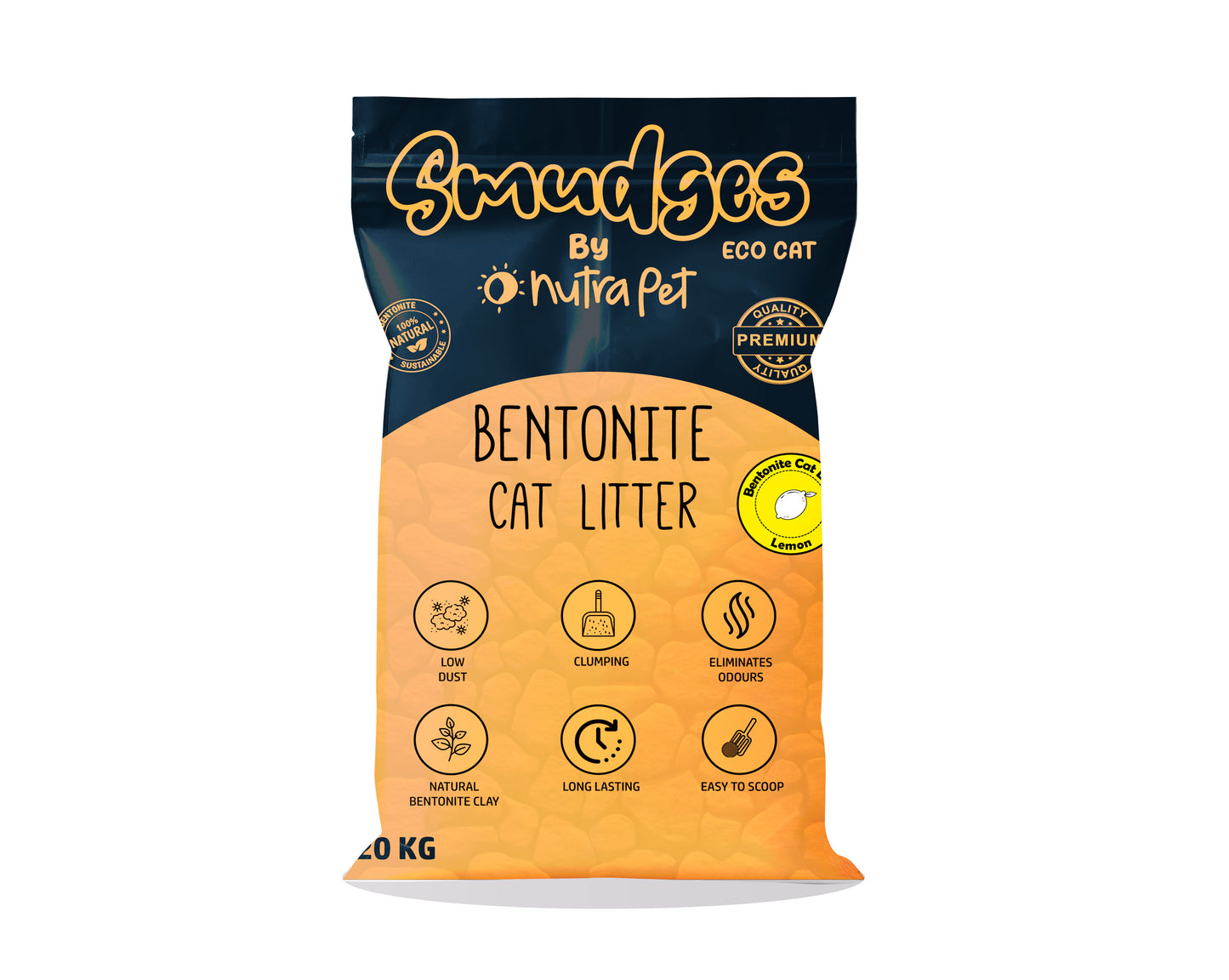سمادجز إيكو كات بنتونيت متكتل للقطط 20 كجم - برائحة الليمون