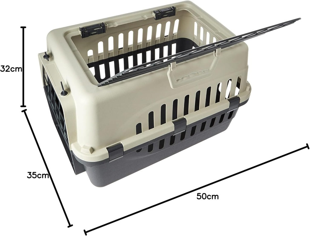 Pet Mode Plastic Pet Carrier Top & Spring Lock Front Door [Dimension - 50 x 35 x 32cm]