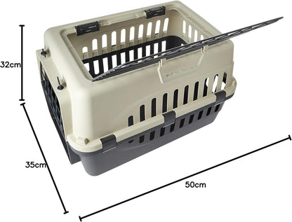 Pet Mode Plastic Pet Carrier Top & Spring Lock Front Door [Dimension - 50 x 35 x 32cm]