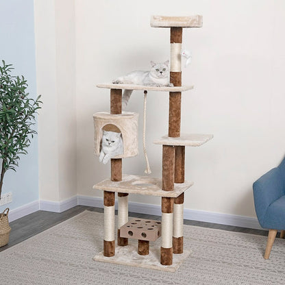 Go Pet Club 67? IQ Busy Box Cat Tree Condo with Sisal Covered Scratching Posts 
Overall Size : 16.25”L x 30”W x 67”H