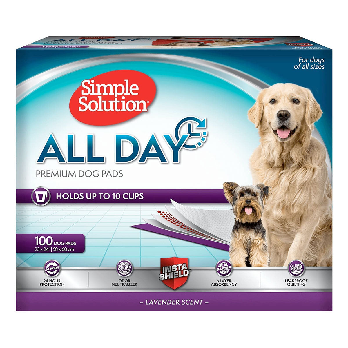 Simple Solution All Day Premium Dog Pads - Pack of 100 (Slightly damaged Master Carton)