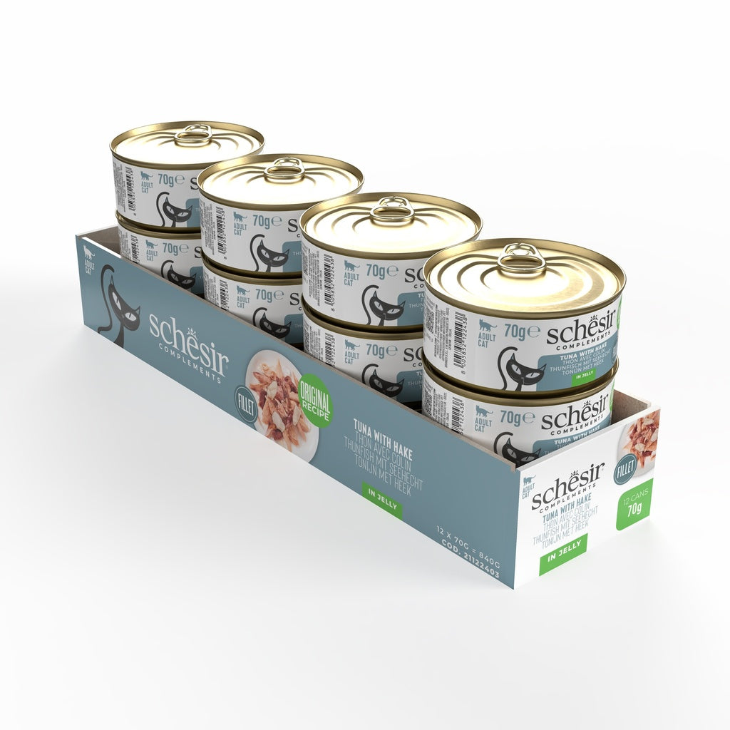 Schesir Complements Cat Wet Food  in Jelly Can- Tuna With Hake 70g [MOQ:12pcs]
