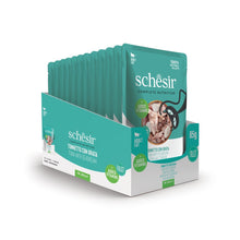 طعام القطط الرطب Schesir Complete &amp; Balanced Nutrition في أكياس جيلي - تونة مع سمك الدنيس 85 غرام [الحد الأدنى للطلب: 12 قطعة]
