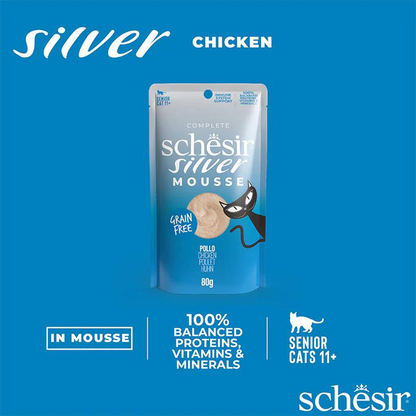 Schesir Silver Mousse Senior Cat - Chicken 80g (Min Order- 12 Pouch)
