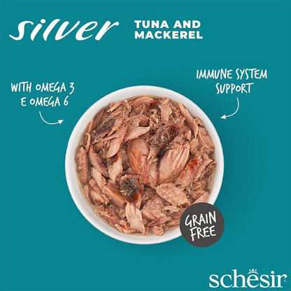 Schesir Silver Senior Cat Wholefood - Tuna And Mackerel 70g (Min Order- 12 Cans)