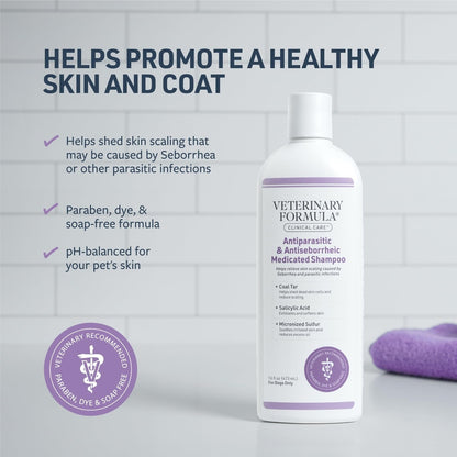 Synergy Labs Veterinary Formula Clinical Care Antiparasitic & Antiseborrheic Shampoo For Dogs 473ml[Volume - 473ml]