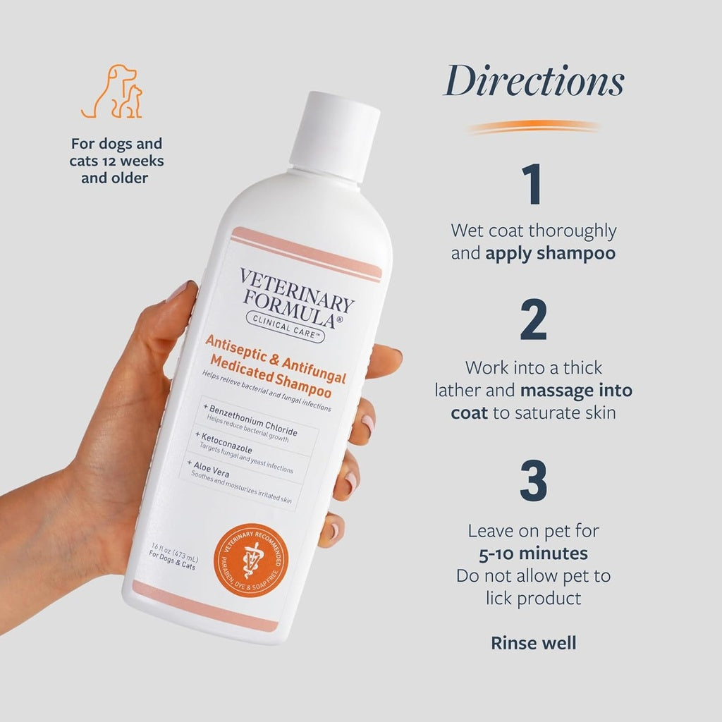 Synergy Labs Veterinary Formula Clinical Care Antiseptic & Antifungal Medicated Shampoo For Dogs & Cats 473ml[Volume - 473ml]
