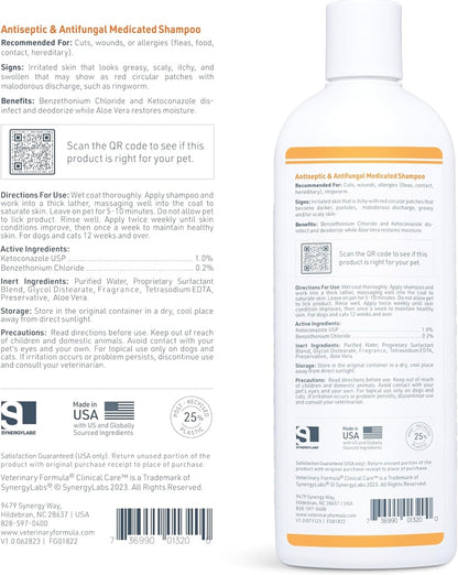 Synergy Labs Veterinary Formula Clinical Care Antiseptic & Antifungal Medicated Shampoo For Dogs & Cats 473ml[Volume - 473ml]